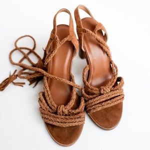 Joie Banji Suede Strappy Heel Sandals Whiskey